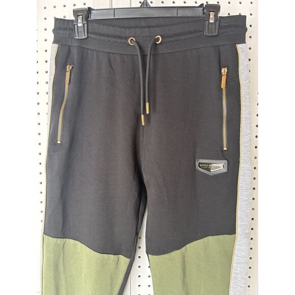 Men's L Large Supply & Demand New York Colorblock Joggers Sweatpants Green Black - Picture 2 of 8